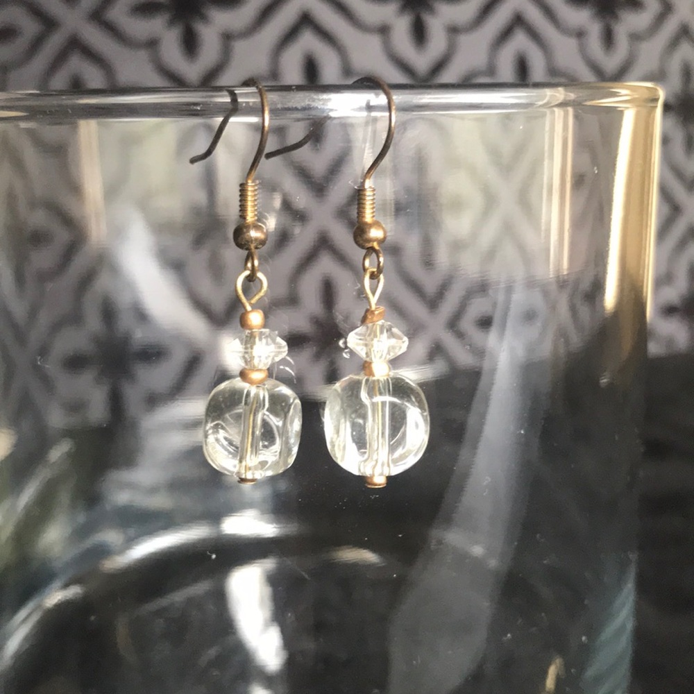 Handcrafted Glass Lampwork Bead Earrings | Gold, Bronze And Glass Beads Handmade - Picture 5 of 9